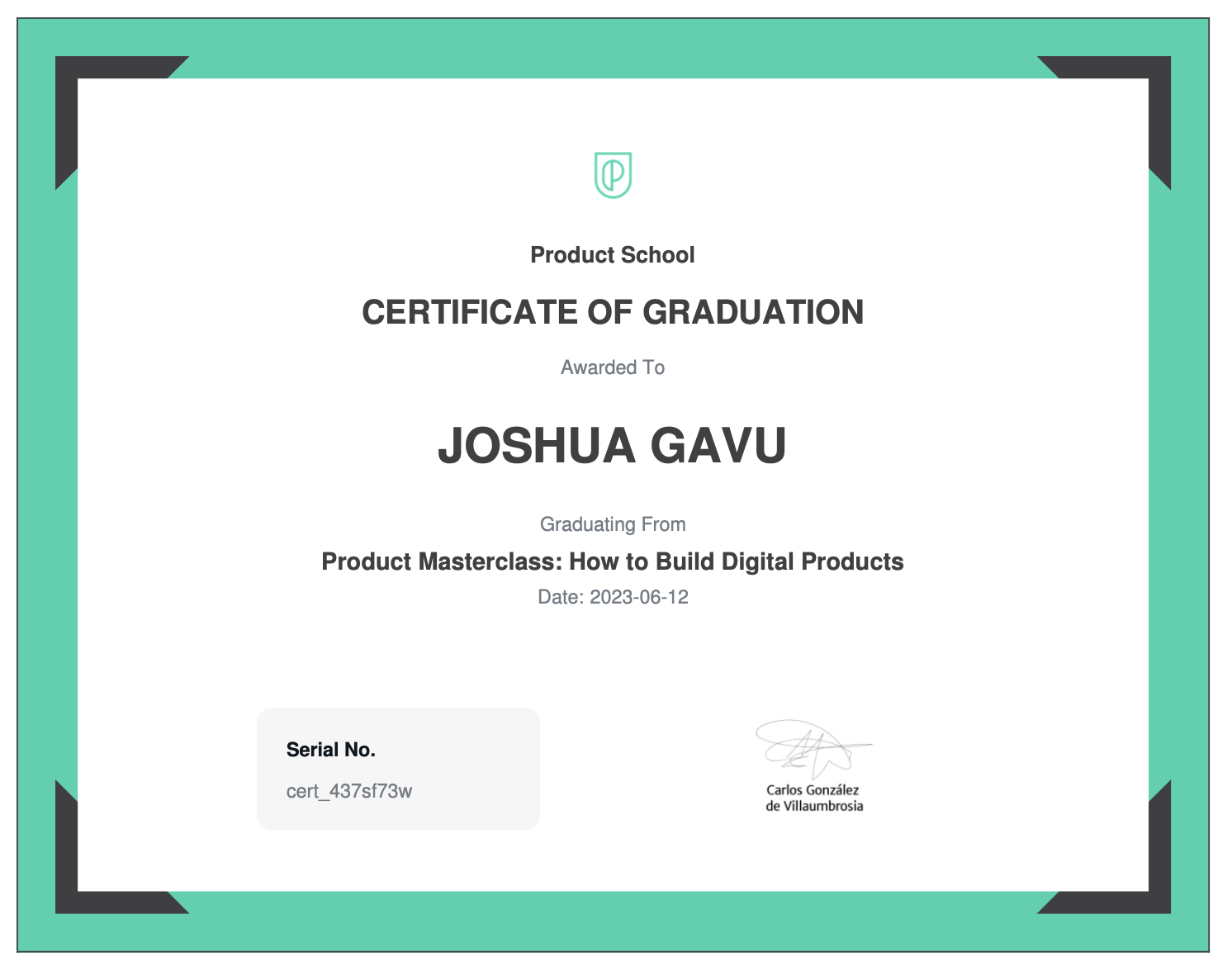 Product School Certificate